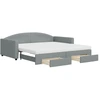 Image de vidaXL Lit de jour extensible avec tiroirs gris clair 100x200 cm Tissu