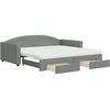 Image de vidaXL Lit de jour extensible avec tiroirs gris foncé 100x200 cm Tissu