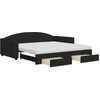 Image de vidaXL Lit de jour extensible avec tiroirs noir 100x200 cm Tissu