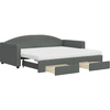Image de vidaXL Lit de jour extensible avec tiroirs gris foncé 90x190 cm Tissu