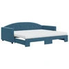 Image de vidaXL Lit de jour extensible avec matelas bleu 90x200 cm velours