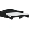 Image de vidaXL Lit de jour extensible avec matelas noir 100x200 cm velours