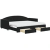 Image de vidaXL Lit de jour extensible avec tiroirs noir 90x200 cm velours