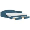 Image de vidaXL Lit de jour extensible avec tiroirs bleu 100x200 cm velours