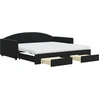 Image de vidaXL Lit de jour extensible avec tiroirs noir 100x200 cm velours
