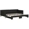 Image de vidaXL Lit de jour extensible Noir 90x190 cm Tissu