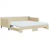 Image de vidaXL Lit de jour extensible avec matelas Crème 100x200 cm Tissu