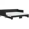 Image de vidaXL Lit de jour extensible avec matelas noir 90x190 cm Tissu