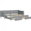 Image de vidaXL Lit de jour extensible avec tiroirs gris clair 80x200 cm Tissu