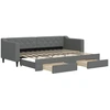 Image de vidaXL Lit de jour extensible avec tiroirs gris foncé 80x200 cm Tissu