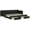 Image de vidaXL Lit de jour extensible avec tiroirs noir 80x200 cm Tissu