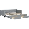 Image de vidaXL Lit de jour extensible avec tiroirs gris clair 90x200 cm Tissu