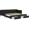 Image de vidaXL Lit de jour extensible avec tiroirs noir 90x200 cm Tissu