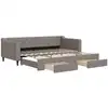 Image de vidaXL Lit de jour extensible avec tiroirs Taupe 90x200 cm Tissu