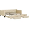 Image de vidaXL Lit de jour extensible avec tiroirs Crème 90x200 cm Tissu