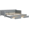 Image de vidaXL Lit de jour extensible avec tiroirs gris clair 100x200 cm Tissu