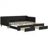Image de vidaXL Lit de jour extensible avec tiroirs noir 100x200 cm Tissu