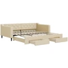 Image de vidaXL Lit de jour extensible avec tiroirs Crème 100x200 cm Tissu