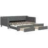Image de vidaXL Lit de jour extensible avec tiroirs gris foncé 90x190 cm Tissu