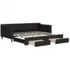 Image de vidaXL Lit de jour extensible avec tiroirs noir 90x190 cm Tissu