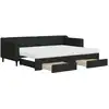 Image de vidaXL Lit de jour extensible avec tiroirs noir 80x200 cm Tissu