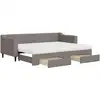 Image de vidaXL Lit de jour extensible avec tiroirs Taupe 80x200 cm Tissu