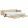 Image de vidaXL Lit de jour extensible avec tiroirs Crème 80x200 cm Tissu