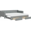Image de vidaXL Lit de jour extensible avec tiroirs gris clair 90x200 cm Tissu