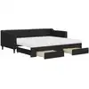 Image de vidaXL Lit de jour extensible avec tiroirs noir 90x200 cm Tissu