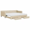 Image de vidaXL Lit de jour extensible avec tiroirs Crème 90x200 cm Tissu