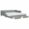 Image de vidaXL Lit de jour extensible avec tiroirs gris clair 100x200 cm Tissu