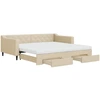Image de vidaXL Lit de jour extensible avec tiroirs Crème 100x200 cm Tissu
