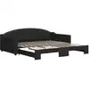 Image de vidaXL Lit de jour extensible Noir 100x200 cm Tissu