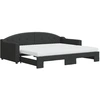 Image de vidaXL Lit de jour extensible avec matelas noir 90x200 cm Tissu