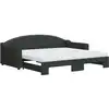 Image de vidaXL Lit de jour extensible avec matelas noir 90x190 cm Tissu