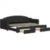 Image de vidaXL Lit de jour extensible avec tiroirs noir 80x200 cm Tissu