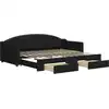 Image de vidaXL Lit de jour extensible avec tiroirs noir 90x200 cm Tissu