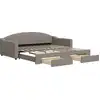 Image de vidaXL Lit de jour extensible avec tiroirs Taupe 100x200 cm Tissu