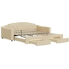 Image de vidaXL Lit de jour extensible avec tiroirs Crème 100x200 cm Tissu
