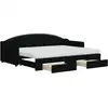 Image de vidaXL Lit de jour extensible avec tiroirs noir 80x200 cm Tissu