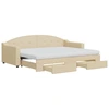 Image de vidaXL Lit de jour extensible avec tiroirs Crème 80x200 cm Tissu
