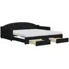 Image de vidaXL Lit de jour extensible avec tiroirs noir 100x200 cm Tissu