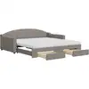 Image de vidaXL Lit de jour extensible avec tiroirs Taupe 100x200 cm Tissu