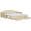 Image de vidaXL Lit de jour extensible avec tiroirs Crème 100x200 cm Tissu