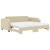 Image de vidaXL Lit de jour extensible avec matelas Crème 100x200 cm Tissu