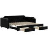 Image de vidaXL Lit de jour extensible avec tiroirs noir 80x200 cm Tissu
