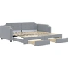Image de vidaXL Lit de jour extensible avec tiroirs gris clair 90x200 cm Tissu