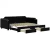 Image de vidaXL Lit de jour extensible avec tiroirs noir 100x200 cm Tissu