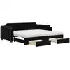 Image de vidaXL Lit de jour extensible avec tiroirs noir 80x200 cm Tissu