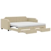 Image de vidaXL Lit de jour extensible avec tiroirs Crème 90x200 cm Tissu
